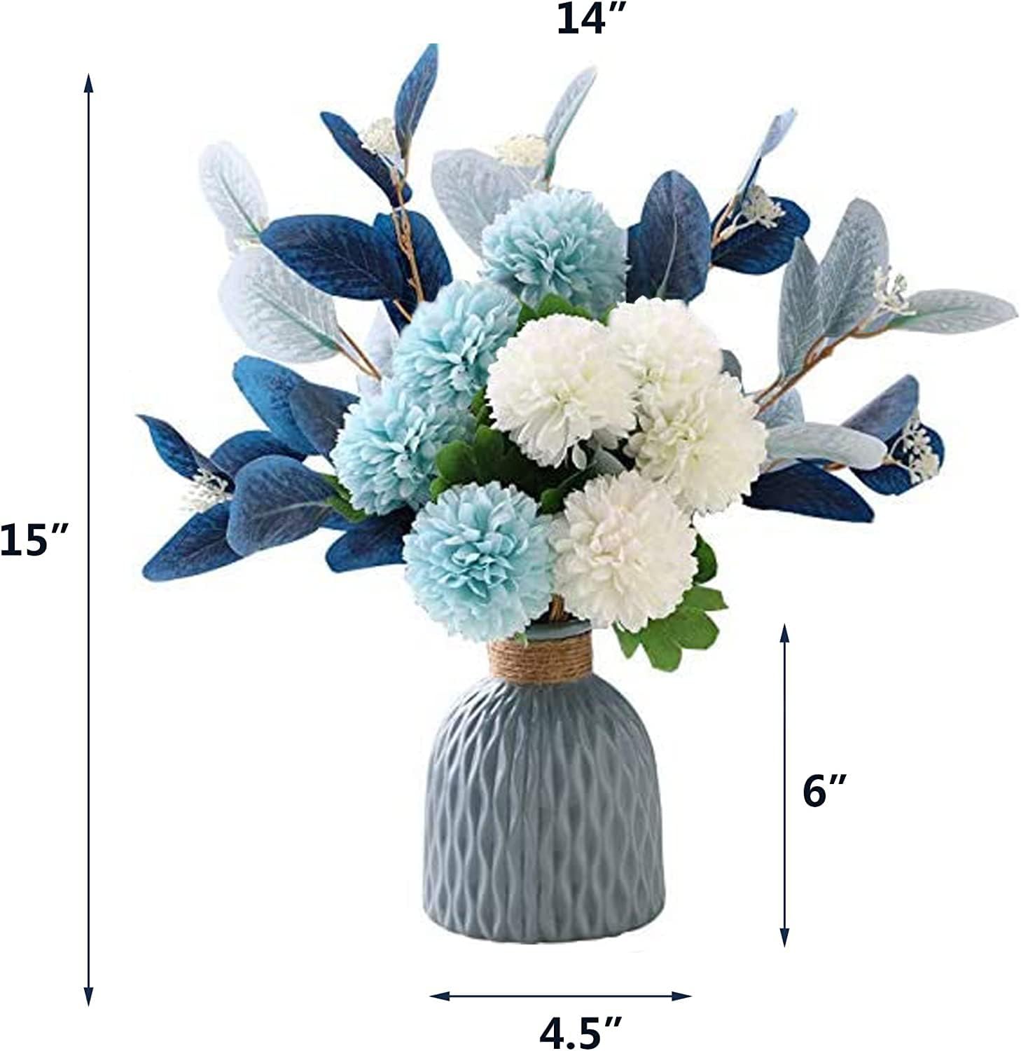 LADADA Artificial Flowers with Vases Artificial Hydrangea Flower Arrangements Home Garden Party Wedding Decor