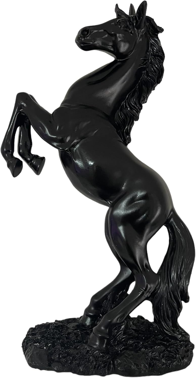 Black Horse Home Decor Resin Statue Figurine, 11 Iinches Standing Horse Sculpture Modern Office Desk Decoration Statue Resin Standing Horse Sculpture Home Decor Rearing Horse Art Gift for Home