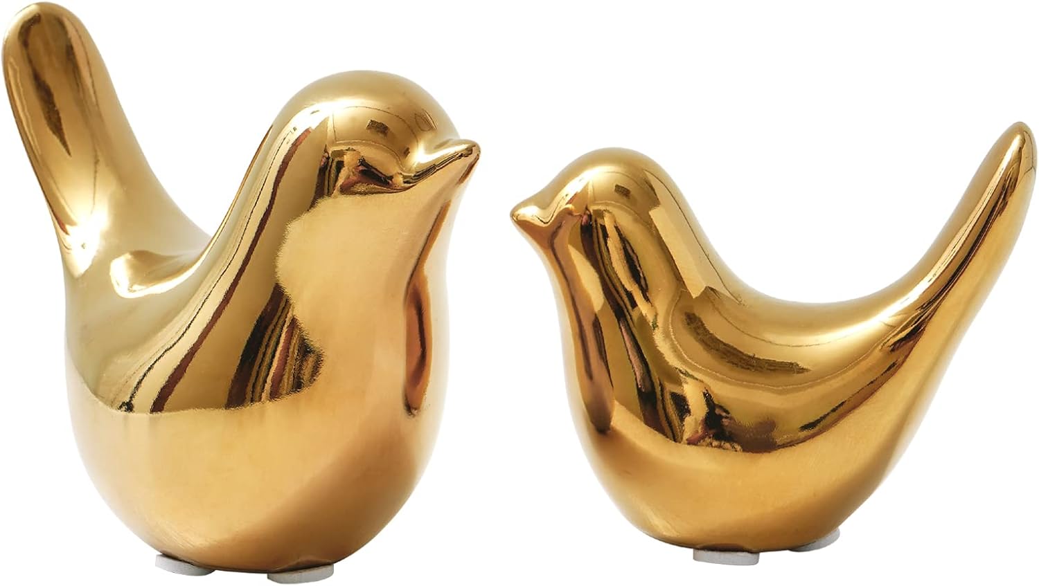 Notakia Gaobei Small Birds Statues Home Decor Modern Style Birds Decorative Ornaments for Living Room, Bedroom, Office Desktop, Cabinets (2Pcs Gold Birds)