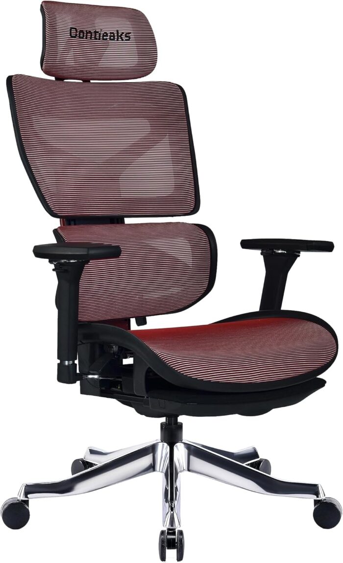 394029 Celestial Mars Red Gaming Chair with Built-in Ottoman, Full Mesh, Movable Lumbar Support, Backrest Height Adjustment