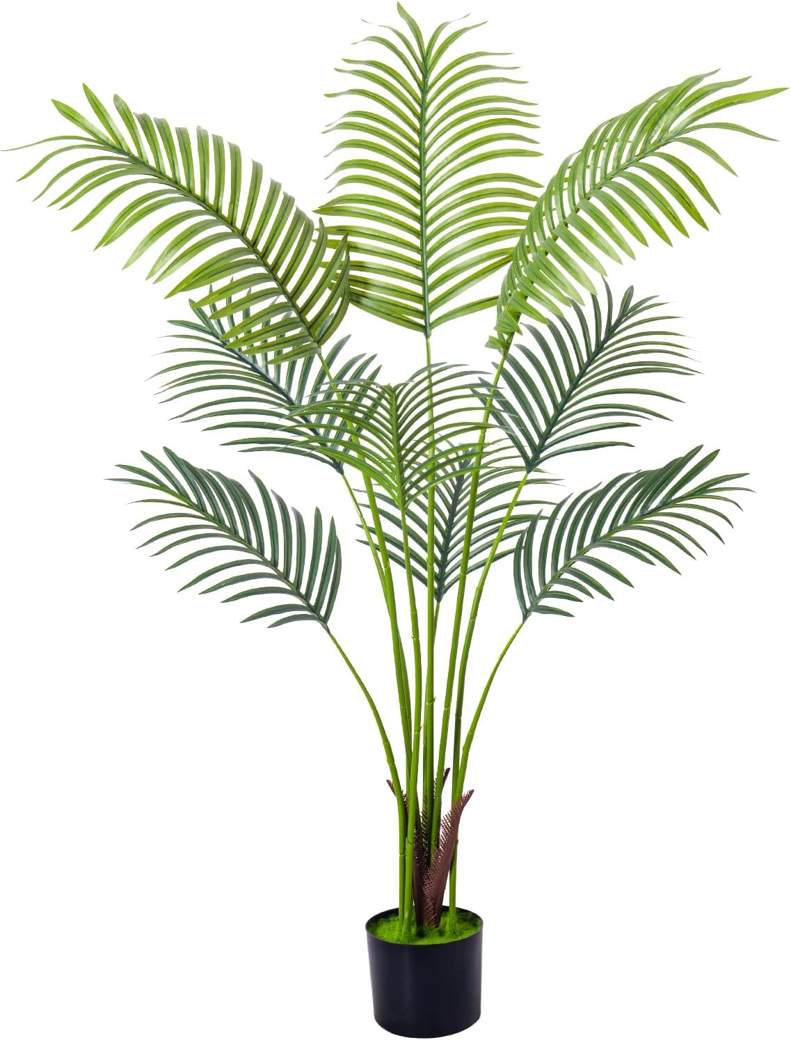 4FT Artificial Areca Palm Plant with Natural Trunks & Real Touch Leaves,Fake Palm Tree with Stable Pot, Faux Plant for Indoor Outdoor Modern Decor Housewarming Gift (4 Ft – 1 Pack)