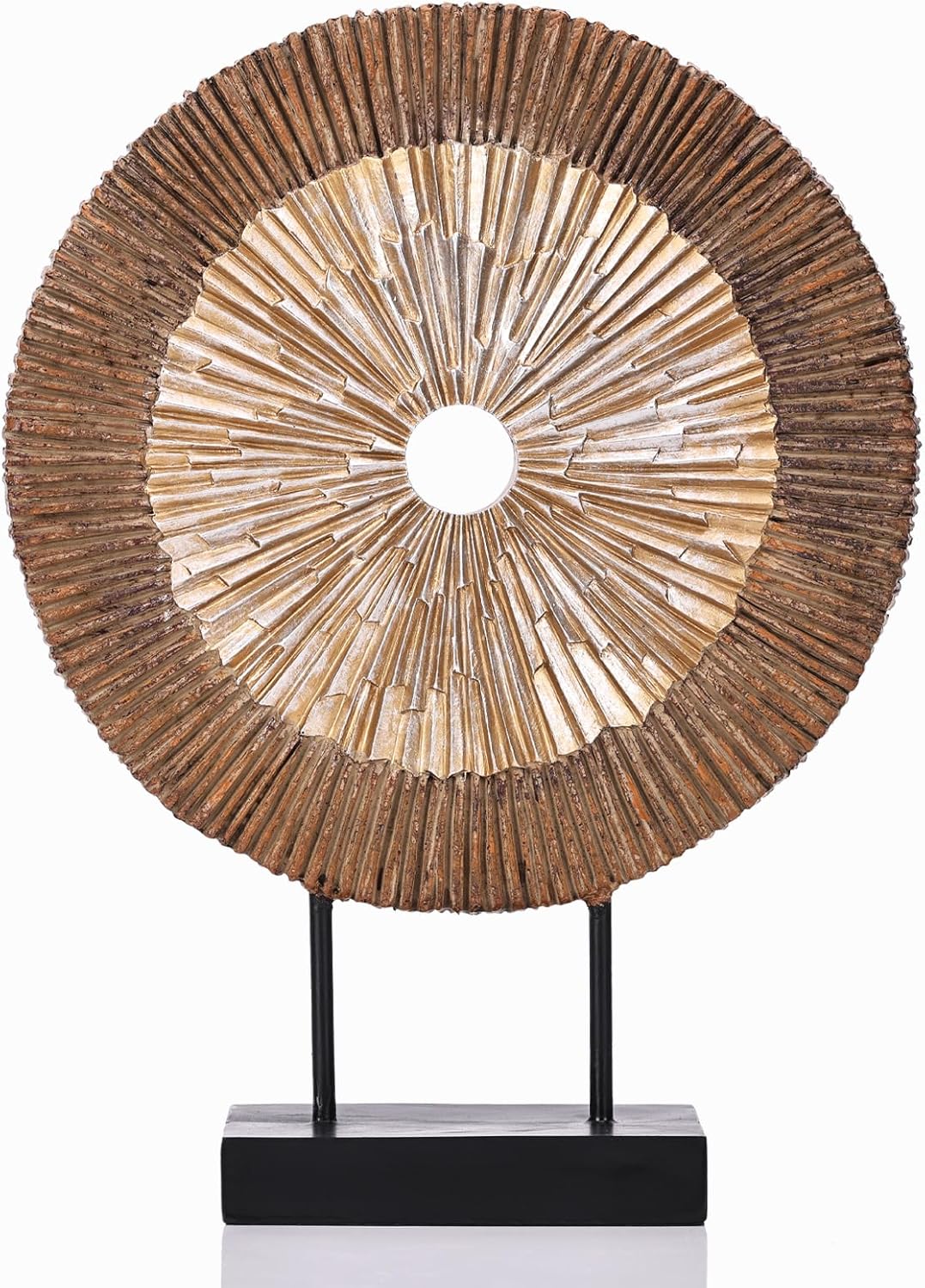 Wood Color Round Irregular line Statue, Unique Home Sculpture for Cabinet Above Coffee Table entryway Table top TV Stand Dining Table Center Home Decor.