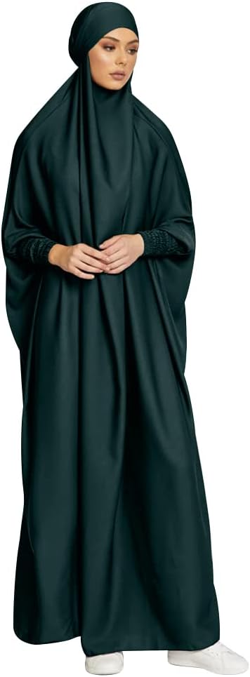 OBEEII Muslim Dress for Women, Prayer Robes Plain Loose Islamic Middle East Dubai Turkish Max Kaftan Full Length Hijab Dress