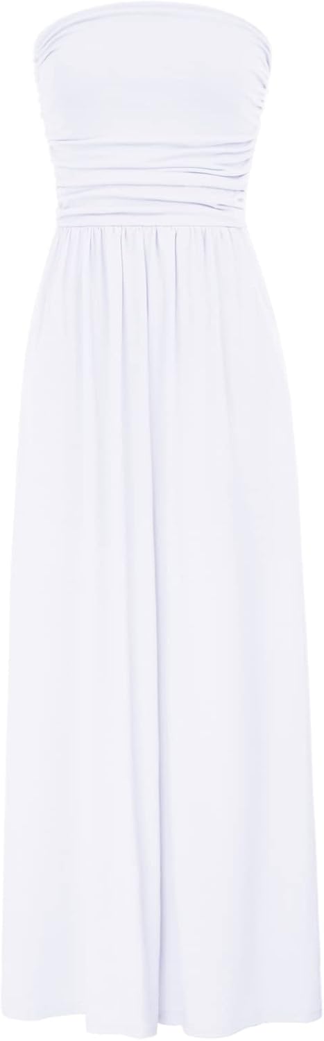 GRACE KARIN Women Strapless Casual Loose Ruched Long Maxi Dress with Pockets