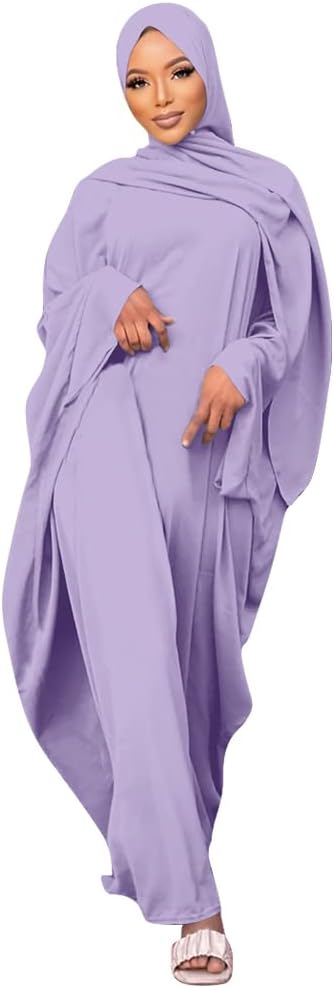 Women Islamic Muslim Abaya Dress Loose Full Cover Abayas Kaftan Dubai Maxi Robe with Hijab