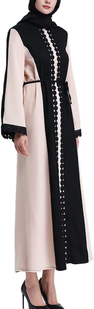 Traditional Muslim Women Abaya Dress 3D Fower Blooming Long Sleeve Maxi Length Cardigan Robe with Sashes Saudi Arab Dubai