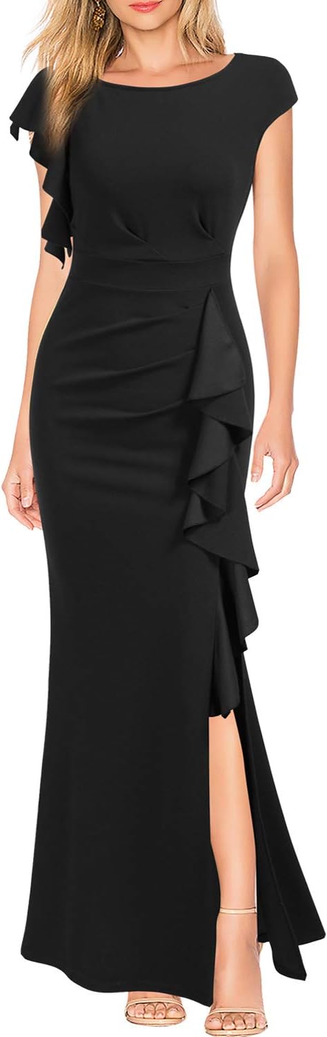 WOOSEA Women’s Split Bodycon Mermaid Evening Cocktail Long Dress