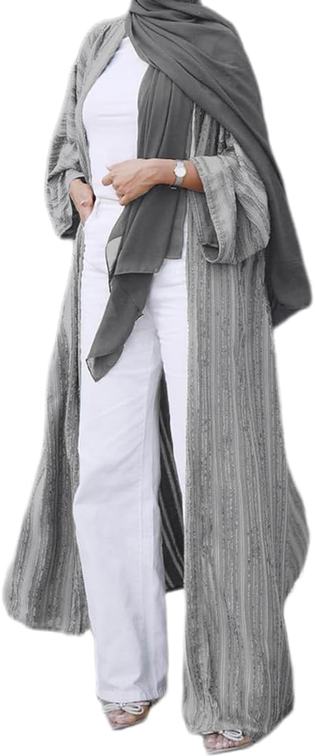 IBTOM CASTLE Abayas for Women Muslim with Hijab Kimono Long Sleeve Open Front Cardigan Robe Turkey Dubai Kaftan Arabian Dress