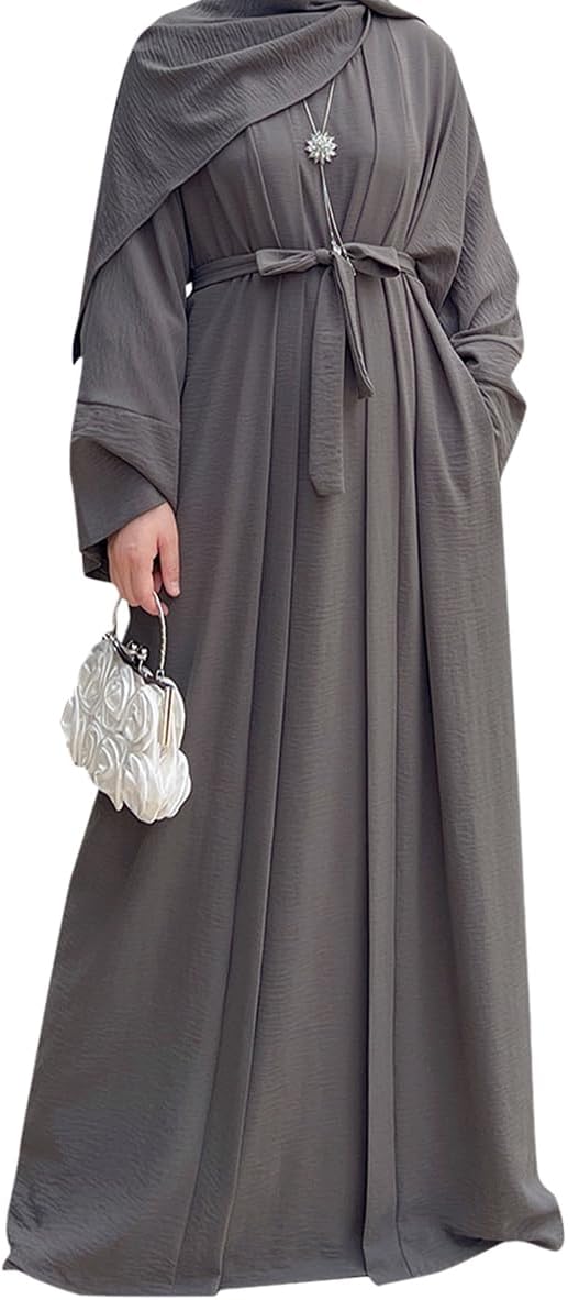 2PCS Women’s Muslim Dresses Abaya Islamic Dubai Prayer Dress Robe Long Cardigan Maxi Dress