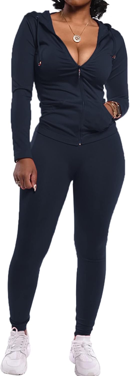 PRETTYGARDEN Women’s Two Piece Tracksuit Set Long Sleeve Zipper Hoodie Jacket with Sweatpants Sweatsuit Jogger Workout Set