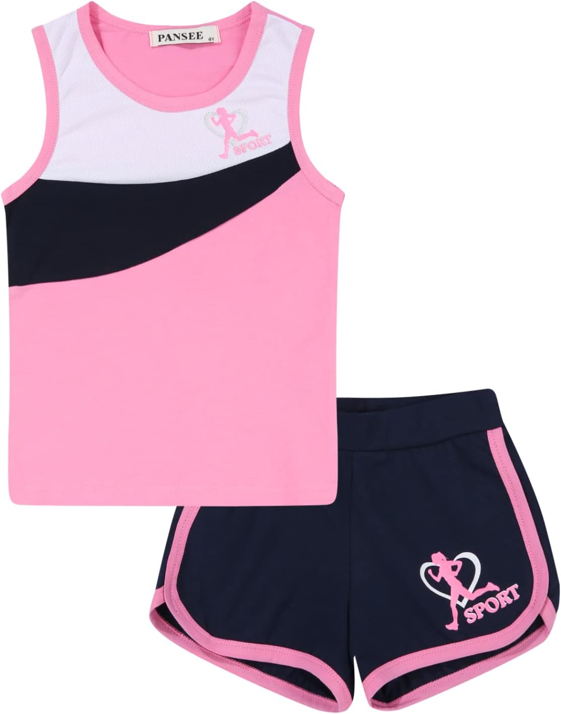 Girls Summer Shorts Sets Kids 2 Piece Clothes Outfits Tennis Running Tank Top Shirts Dolphin Shorts Pink 12Y