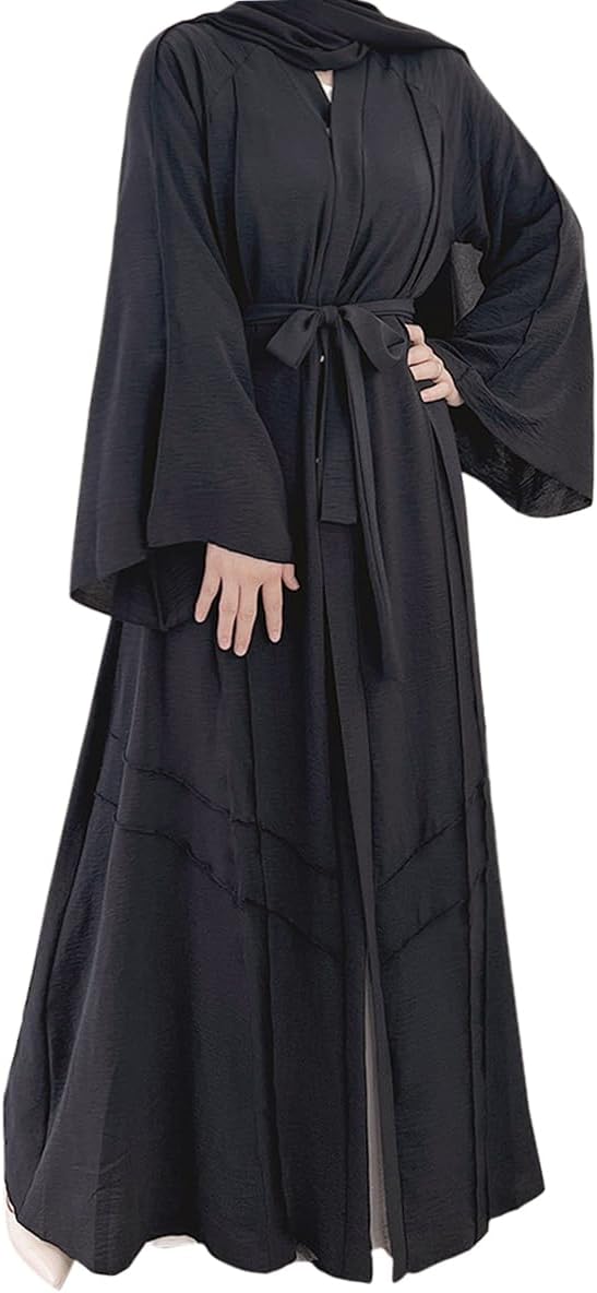 Muslim Abaya Dress Women Prayer Cardigan Robe Lightweight Long Sleeves Kaftan Maxi Dress