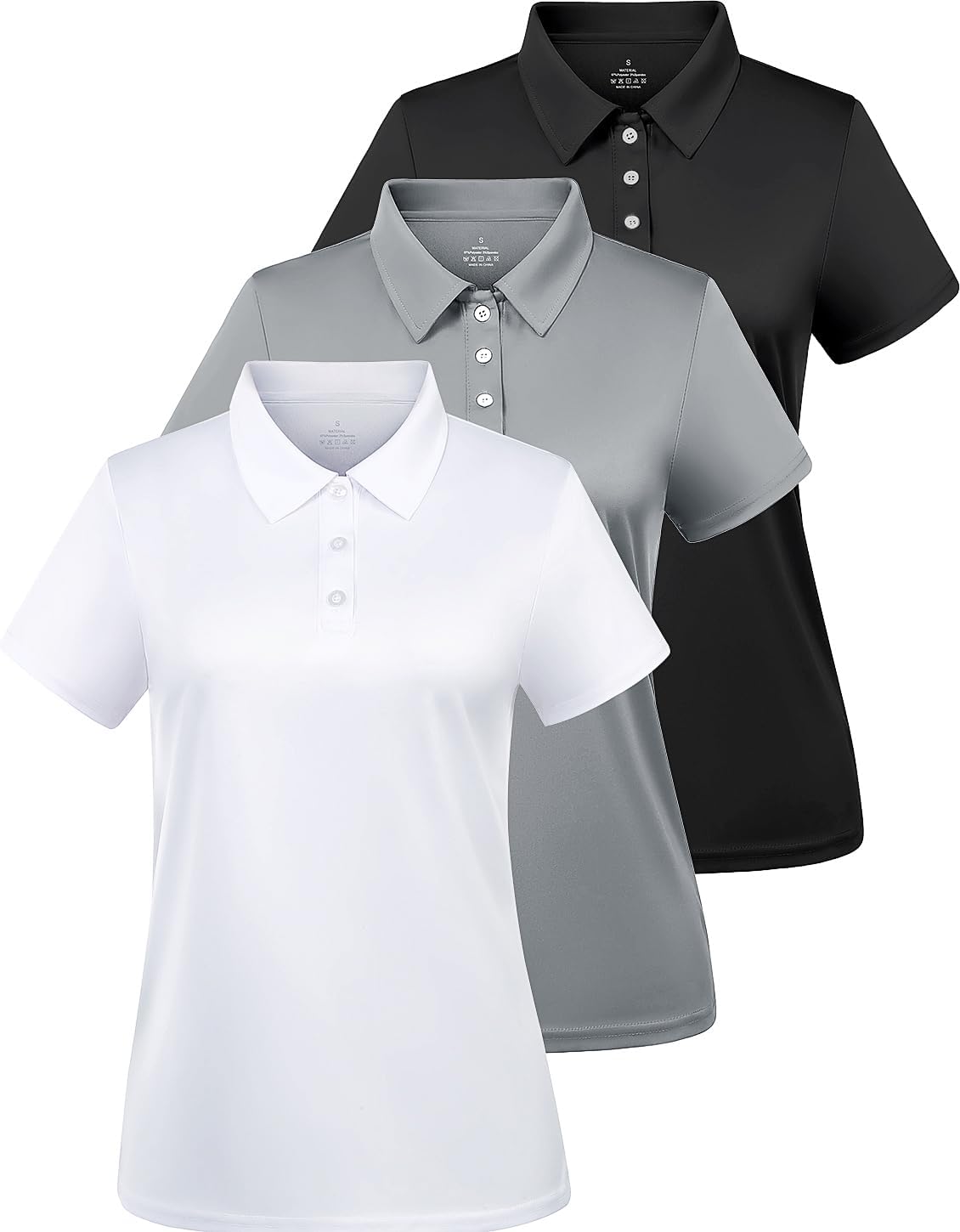 Ullnoy Women Soft Polo Shirts Short Sleeve Dry Fit Golf Shirt for Women Moisture Wicking Athletic Polo Tee Pack