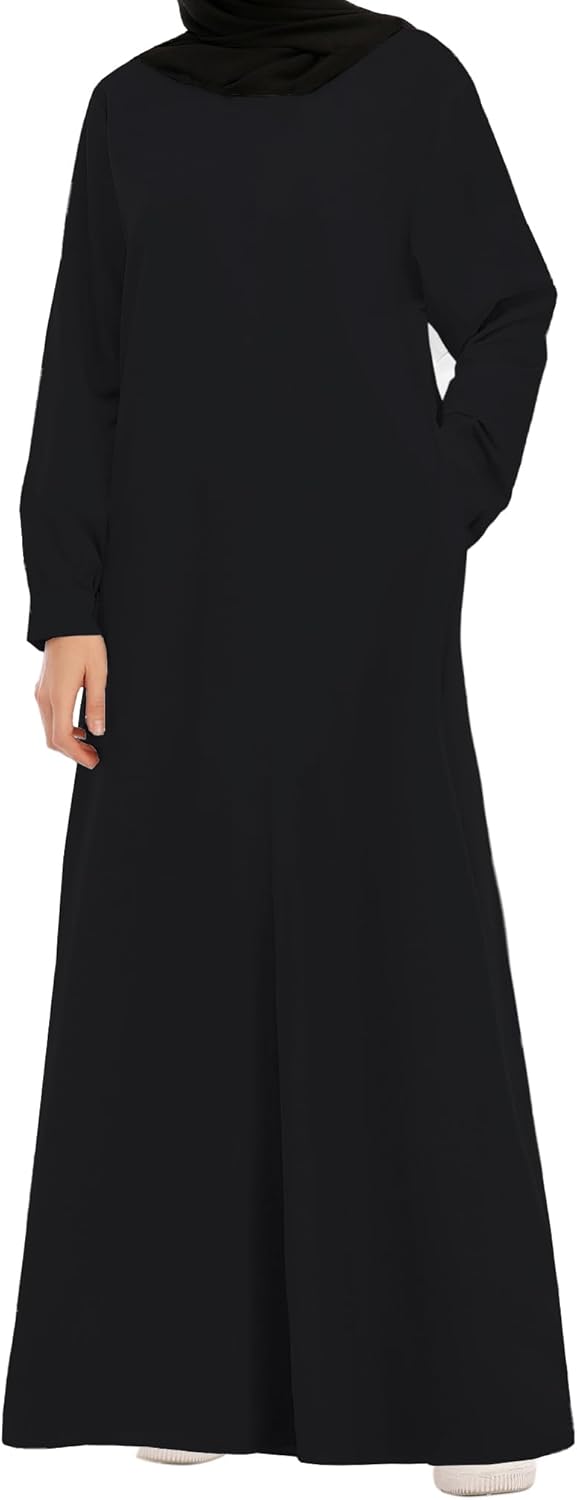 WSPLYSPJY Solid Color Abaya Dress for Women Muslim with Hijab Zipper Prayer Clothes Pockets Maxi Dubai Outfits