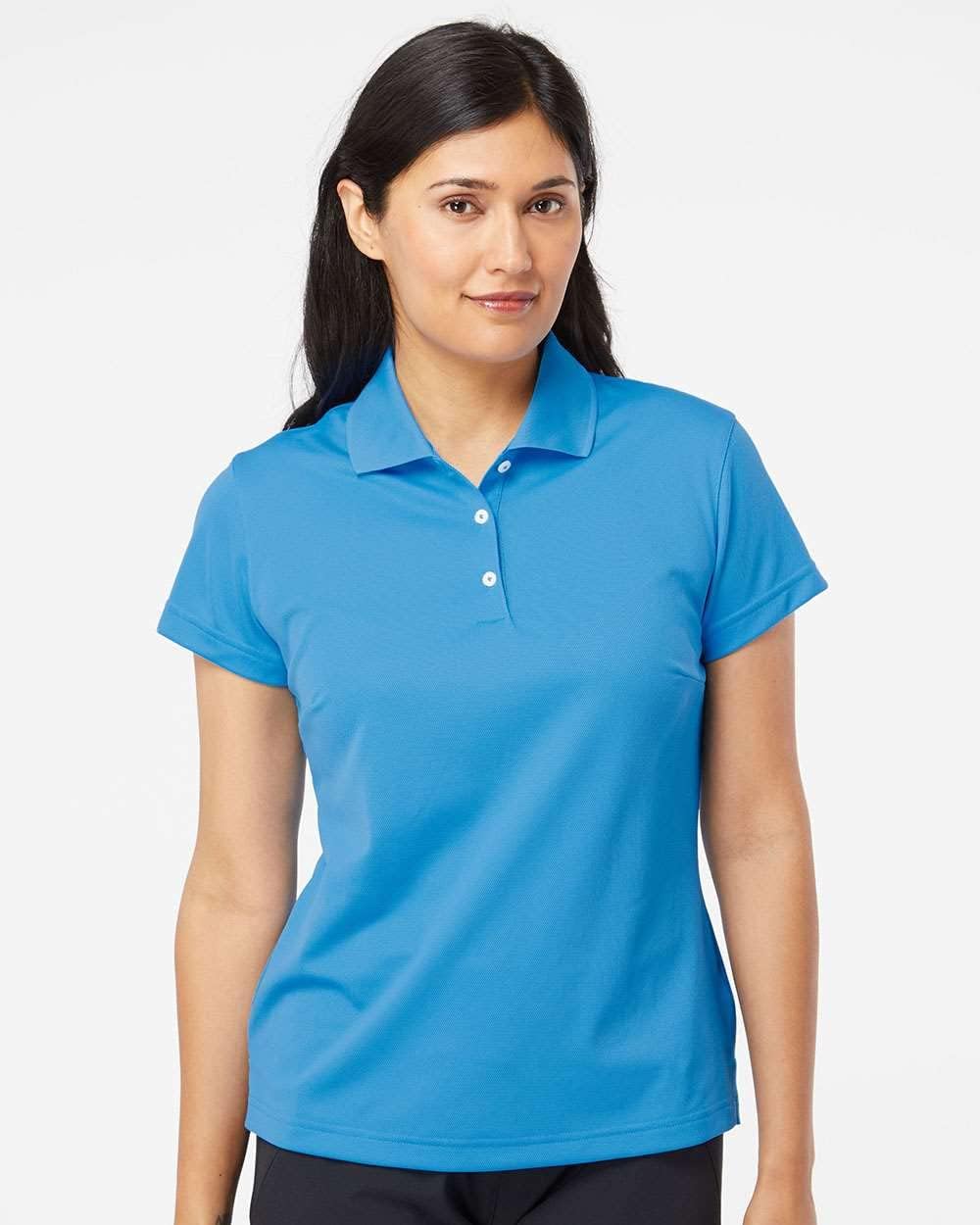 adidas Women’s Performance Rib Knit Collar Polo Shirt, Large, Coast