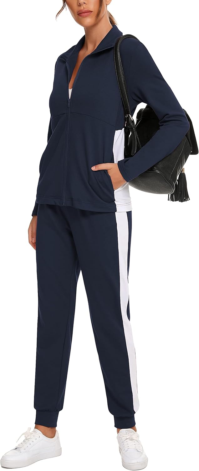 HALCYEEN Sweatsuits For Women Set 2 Piece Outfits For Women Jogging Suit Lounge Sweatshirt & Jogger Pants With Pockets