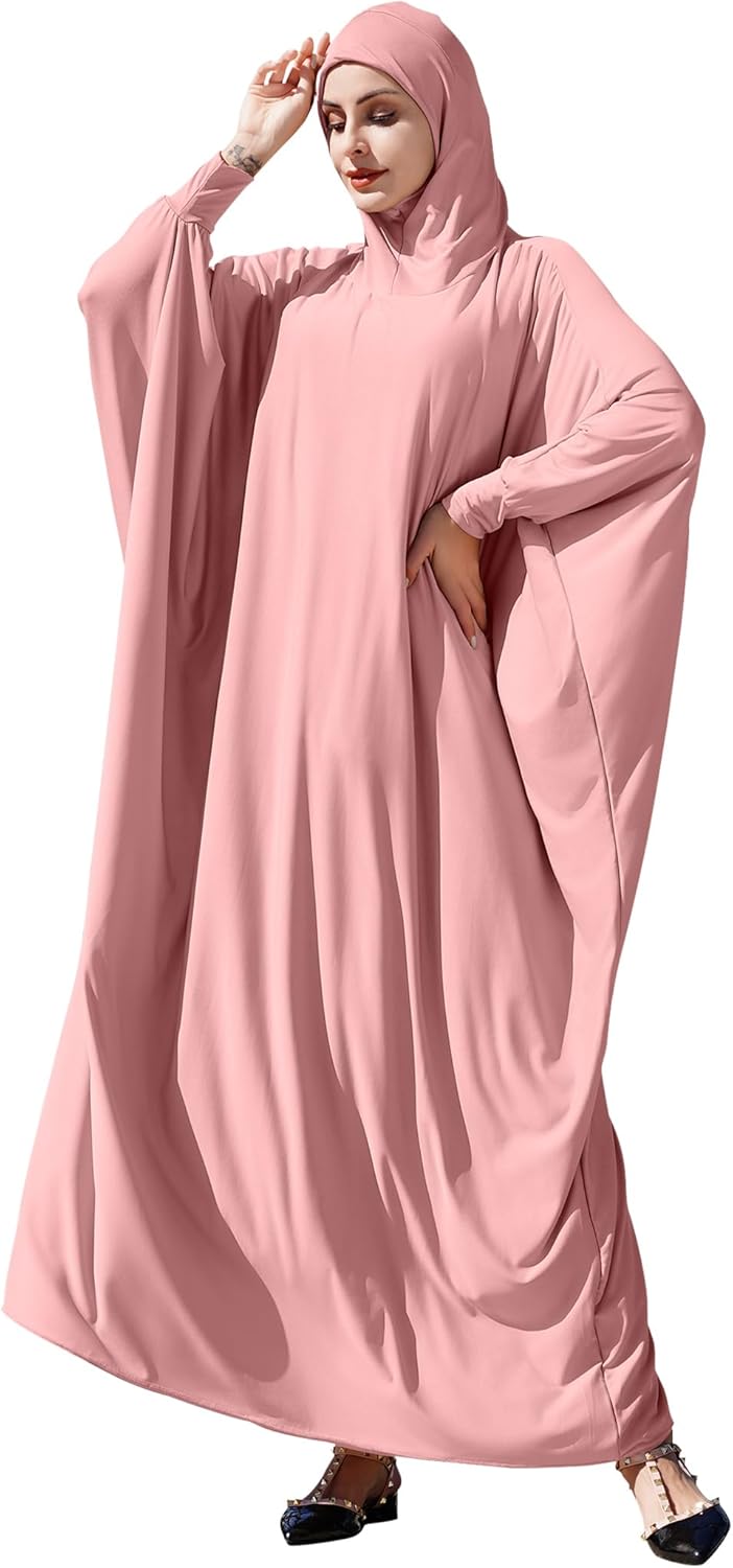 IBAKOM Women Abaya Muslim Hijab Dress Batwing Modest Dubai Caftan One Size Islamic Eid Ramadan Prayer Clothes Jilbab Burka