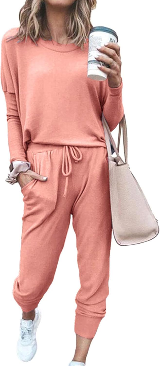 PRETTYGARDEN Women’s Fall 2 Piece Lounge Outfit Long Sleeve Crewneck Pullover Tops High Waisted Pants Set Tracksuit