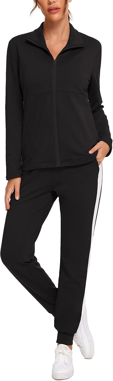 HALCYEEN Sweatsuits For Women Set 2 Piece Outfits For Women Jogging Suit Lounge Sweatshirt & Jogger Pants With Pockets