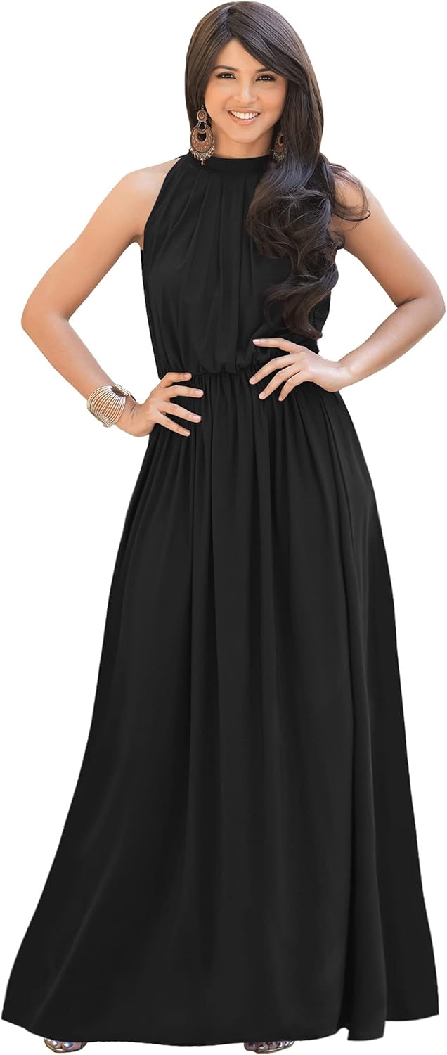 KOH KOH Sexy Sleeveless Summer Formal Flowy Casual Gown