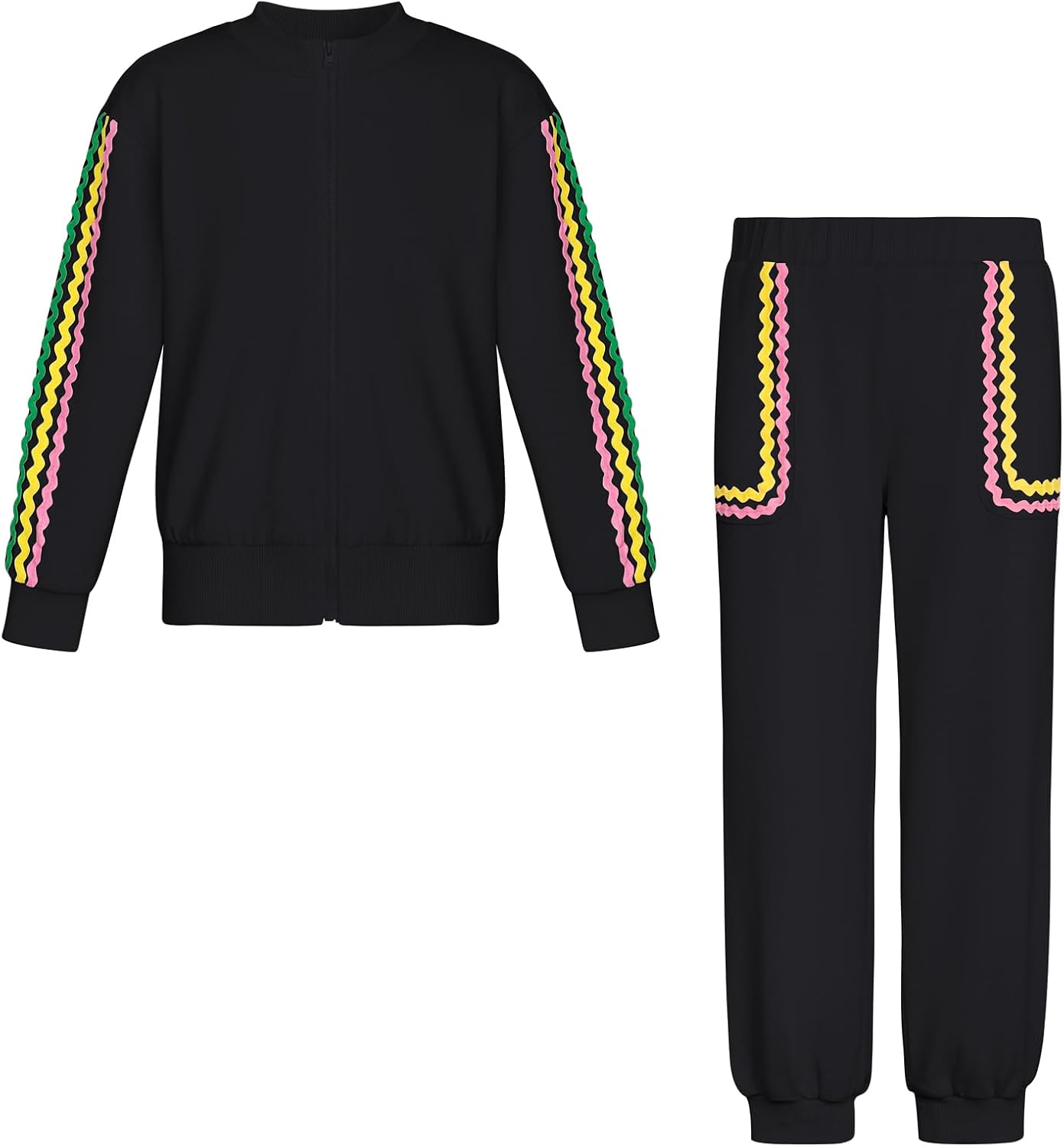 GRACE KARIN Girls Sweatsuit Outfits with Pocket Fall 2 Piece Sweatpants Suit Zip Up Tracksuit Joggers Athletic Size 5-14