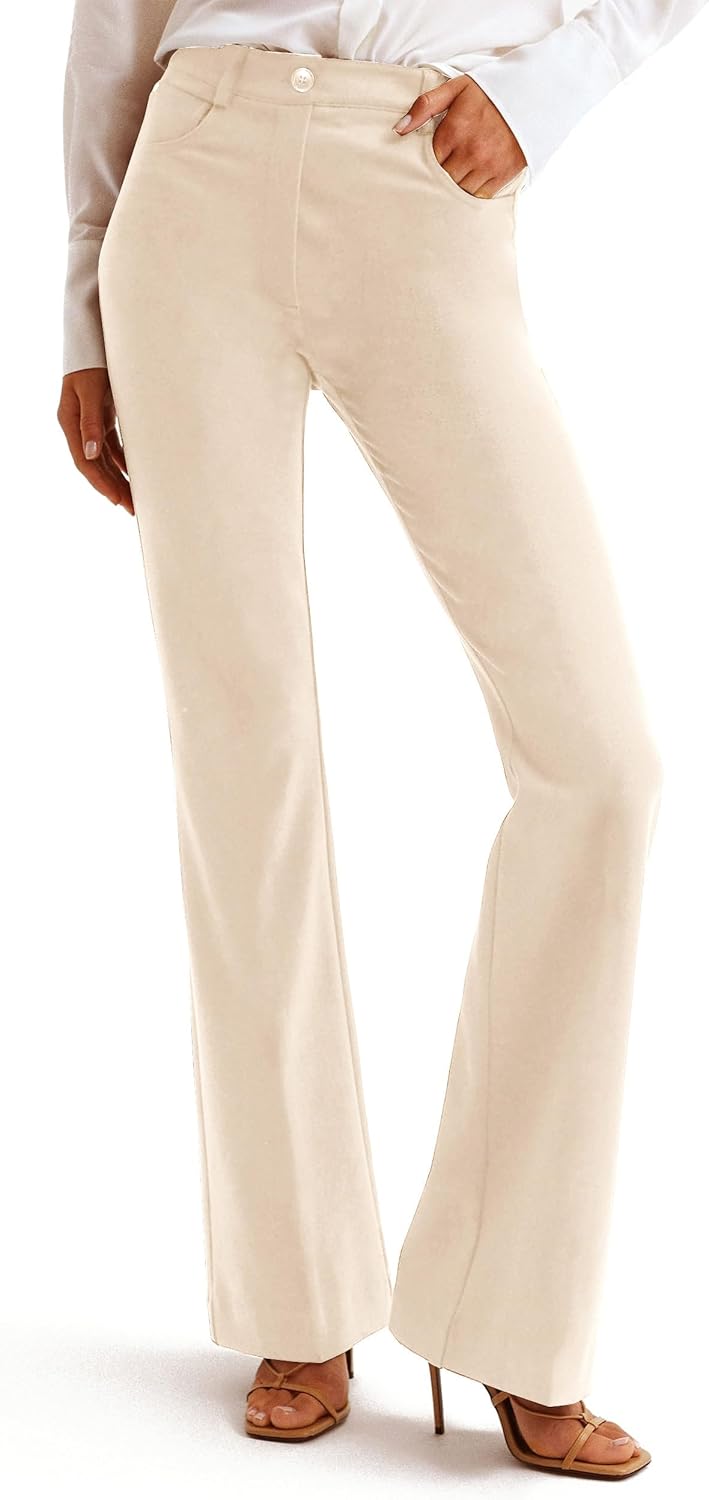 Houmous S-XXL 29”31”33”35” Inseam Women’s Bootcut Dress Pants w/Pocket Stretch Work Lounge Pant Office Casual Pants