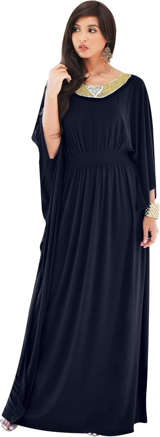 KOH KOH Womens Long Kaftan Flowy Casual Abaya Summer Evening Gown Maxi Dress