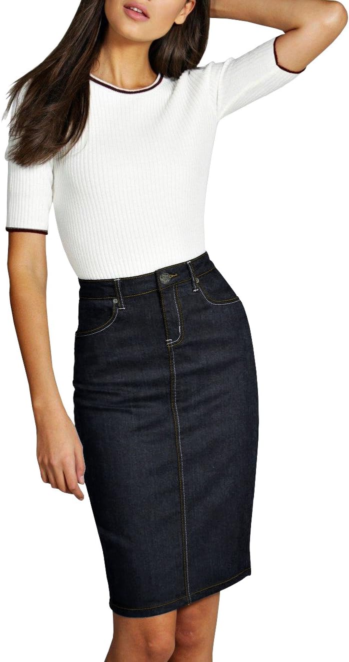 Lexi Womens Super Comfy Stretch Denim Skirt