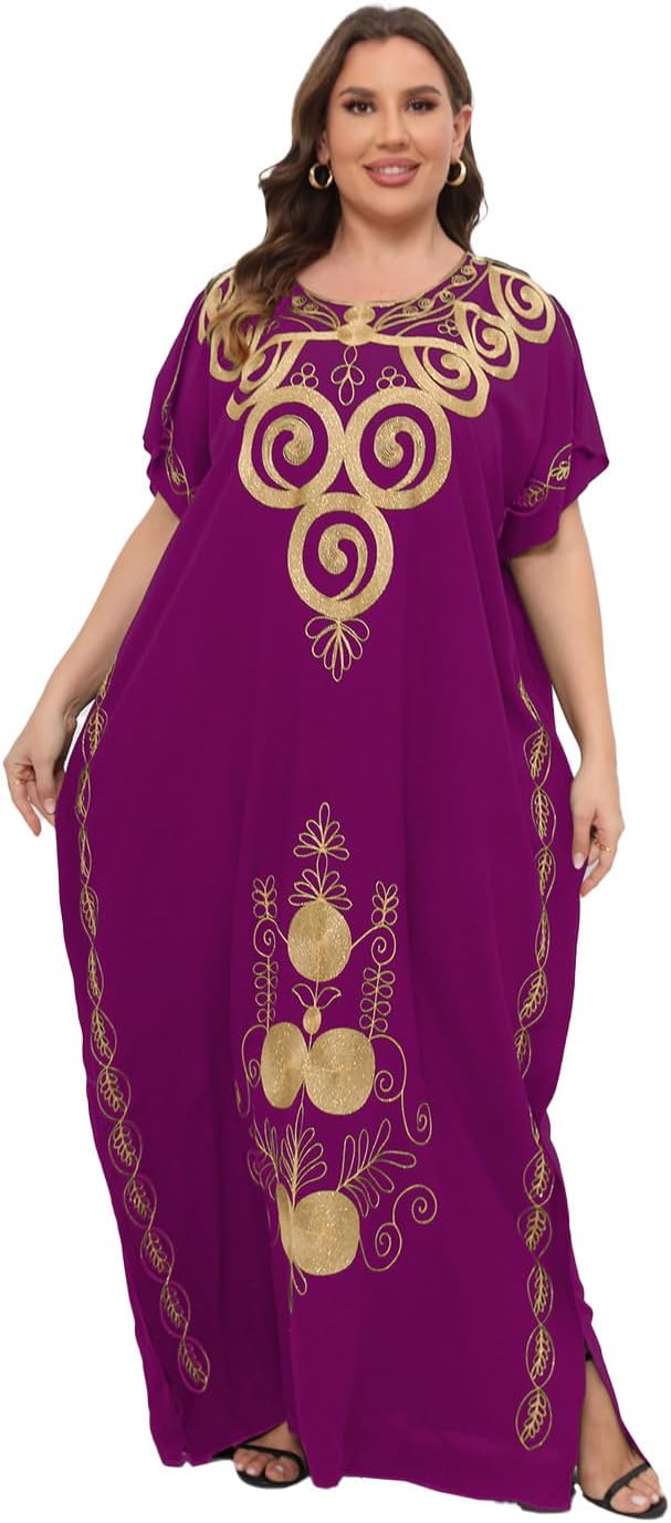 Plus Size Kaftan Dresses for Women Maxi Dress Embroidered Bathing Caftan Loungewea Cover up Suit Sundress