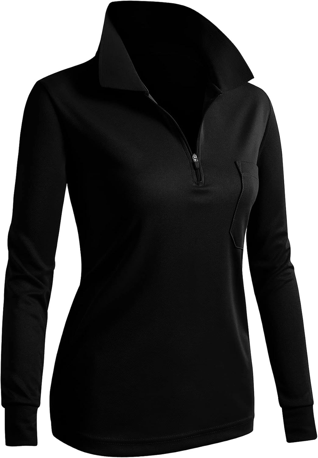 CLOVERY Women’s Active Wear POLO Pocket Shirt Long Sleeve