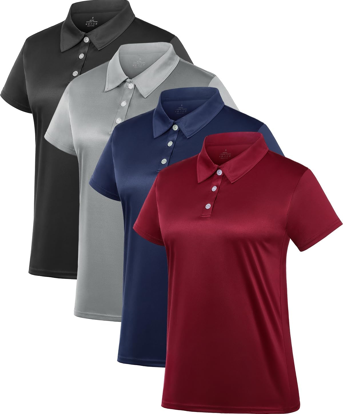 Women’s Polo Tee Dry Fit Golf Shirt Moisture Wicking Short Sleeve Sport Activewear Golf Polo Tops Collar with Buttons Workout