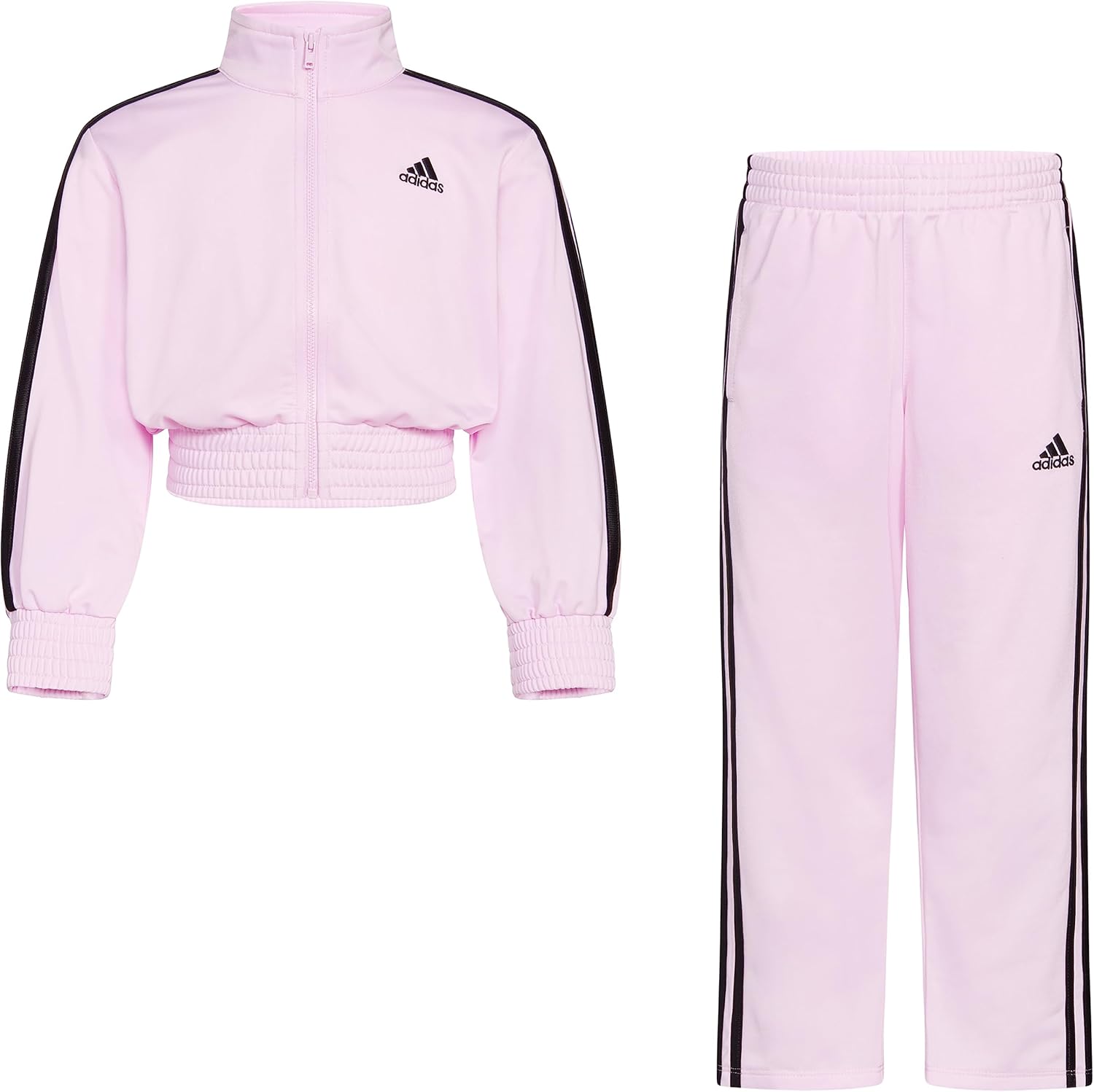 adidas baby-girls Zip Front Colorblock Tricot Jacket and Track Pants Set, Orchid Fusion Pink, 6