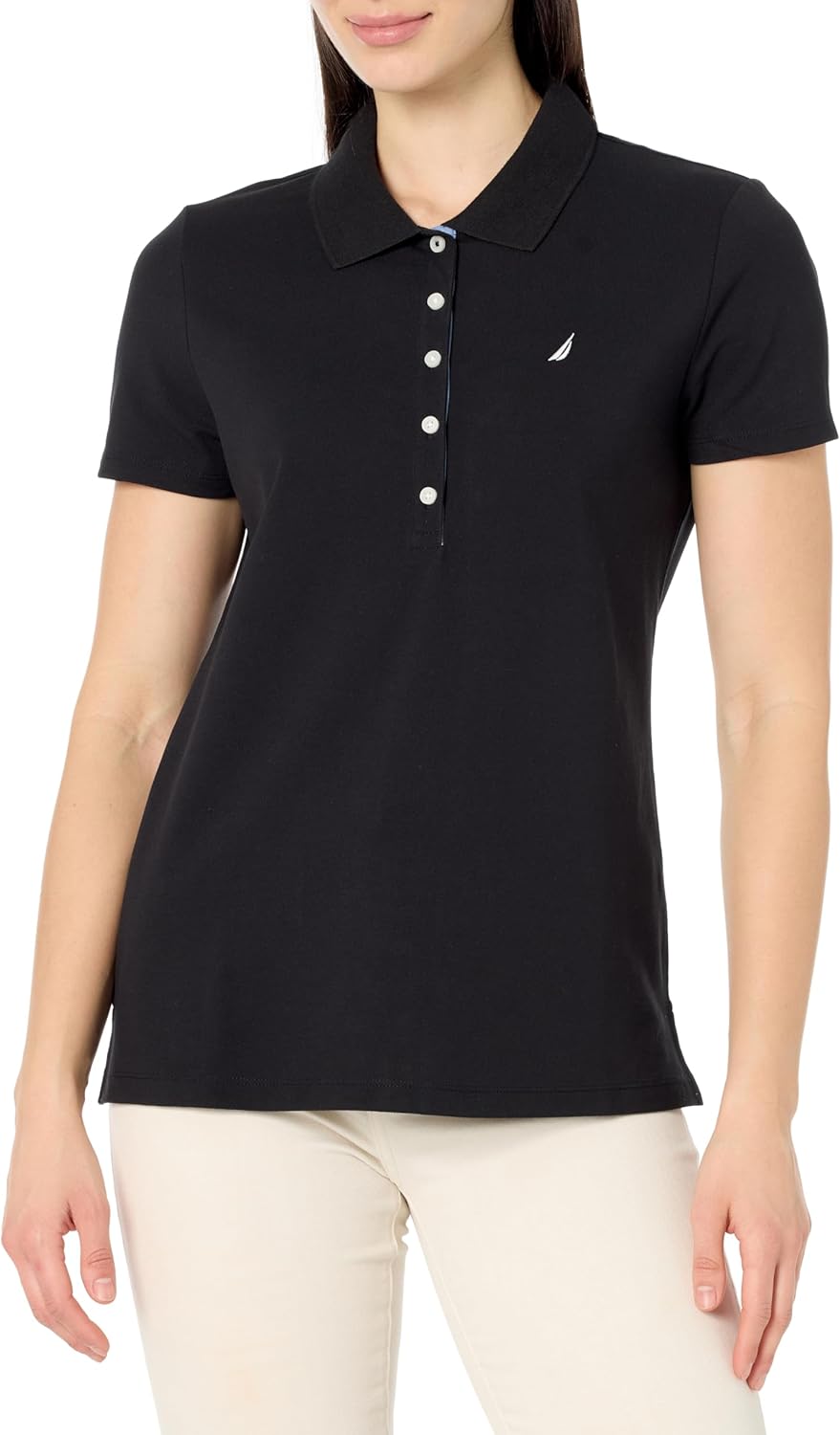 Nautica Women’s Short Sleeve Button Placket Polo