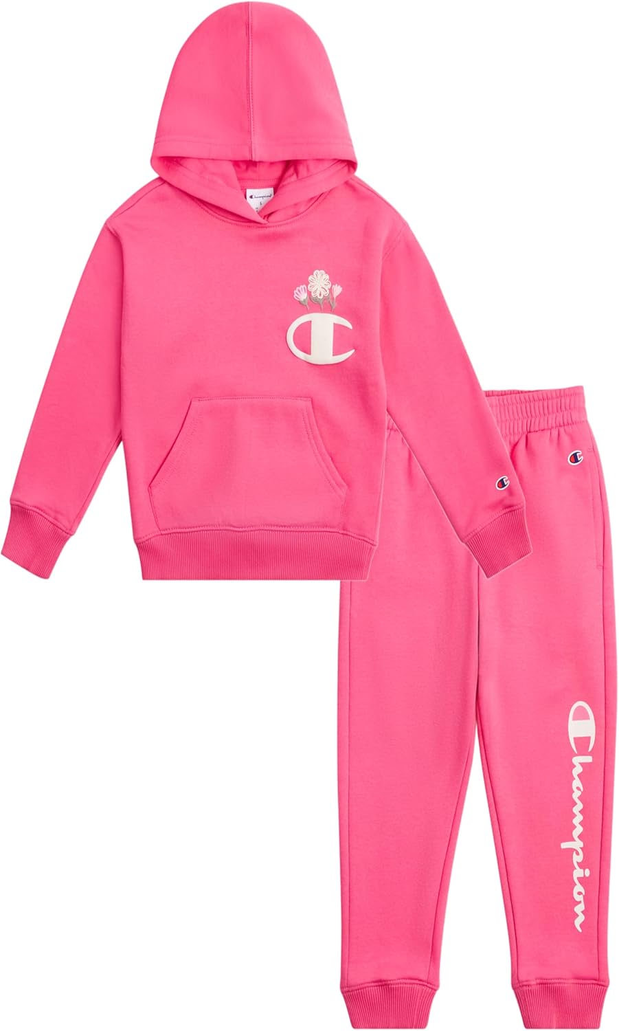 Champion Girls Hoodie and Sweatpant Set for Kids Athletic Fleece Sweatsuit