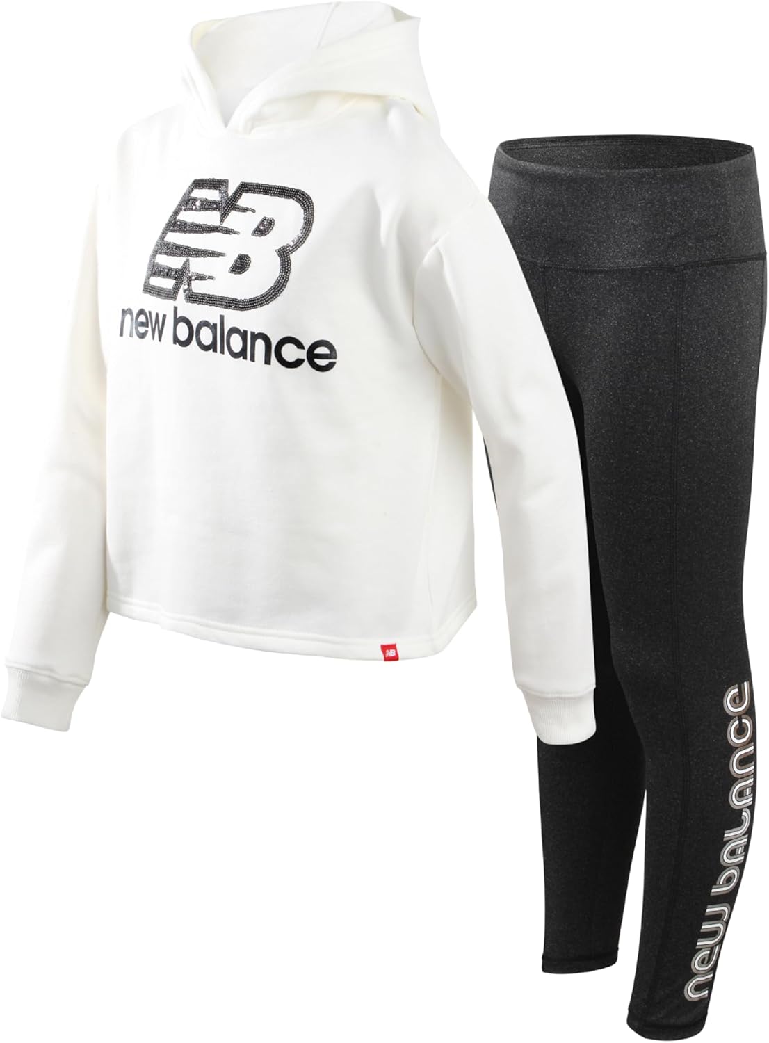 New Balance Girls’ Active Leggings Set – 2 Piece Fleece Hoodie Sweatshirt and Stretch Yoga Pants – Sweatsuit for Girls (7-16)