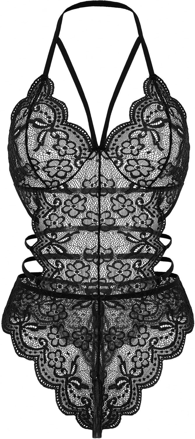 Ababoon Women Lingerie Bodysuit Lace Teddy Sleepwear One Piece Lingerie Babydoll Strappy Chemise V Neck Nightwear