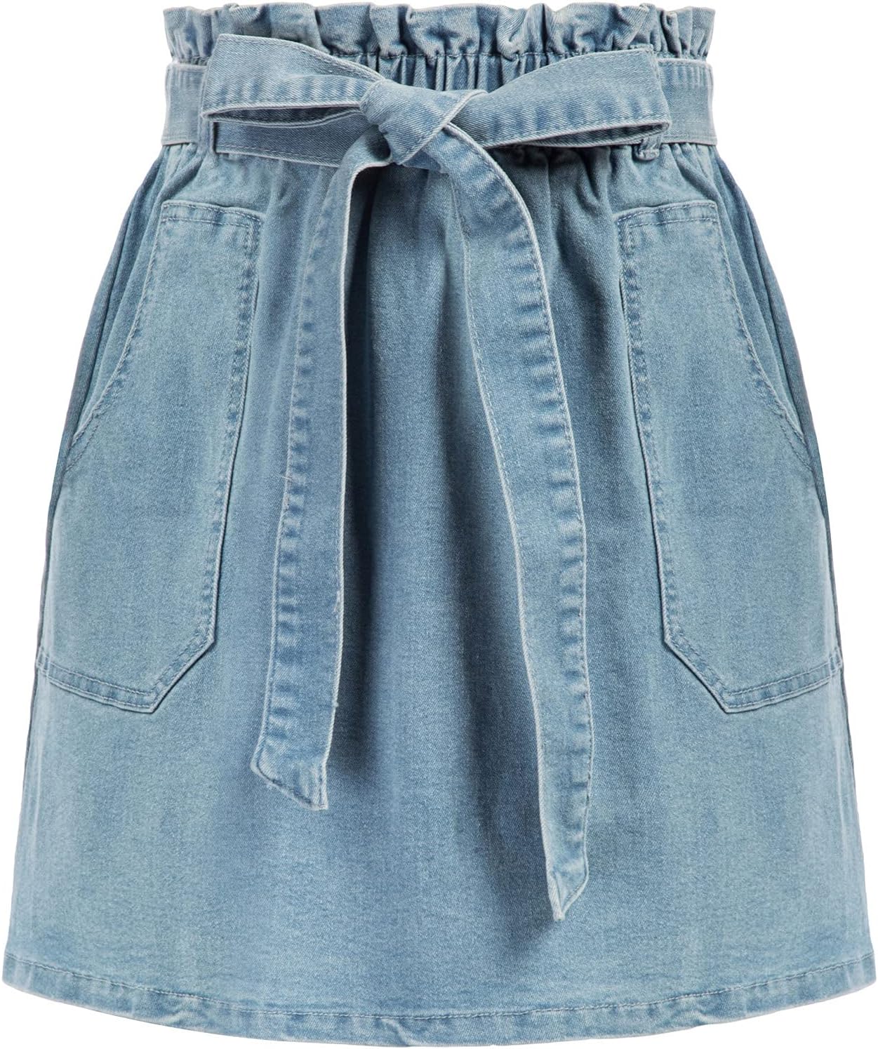 KANCY KOLE Women’s Casual High Waist A Line Skirt Denim Skirt Elastic Waist Jean Short Skirt with Pockets