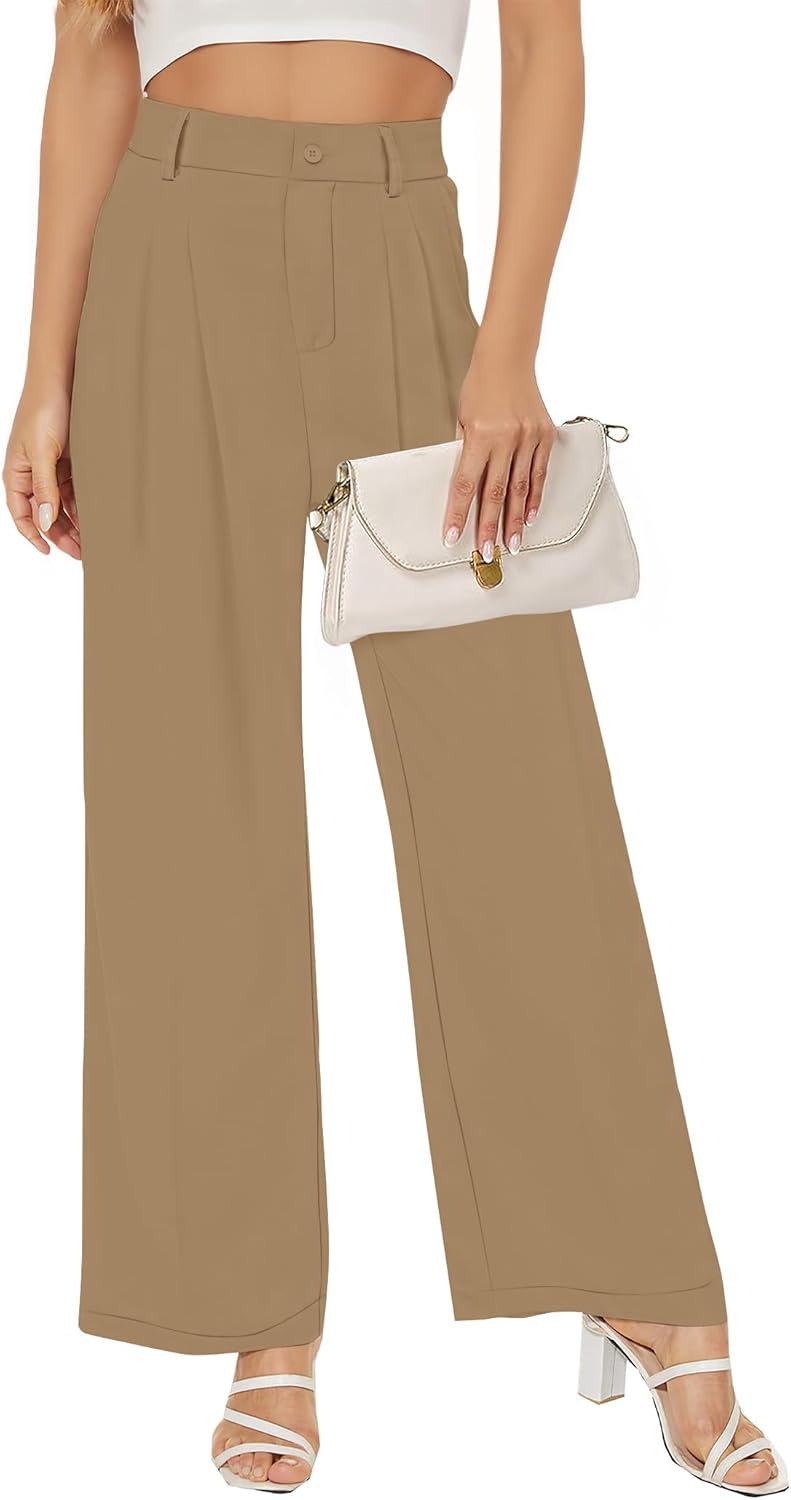 Women Straight Wide Leg Dress Pants for Women High Waist Office Business Casual Trousers Pants with Pockets 2024