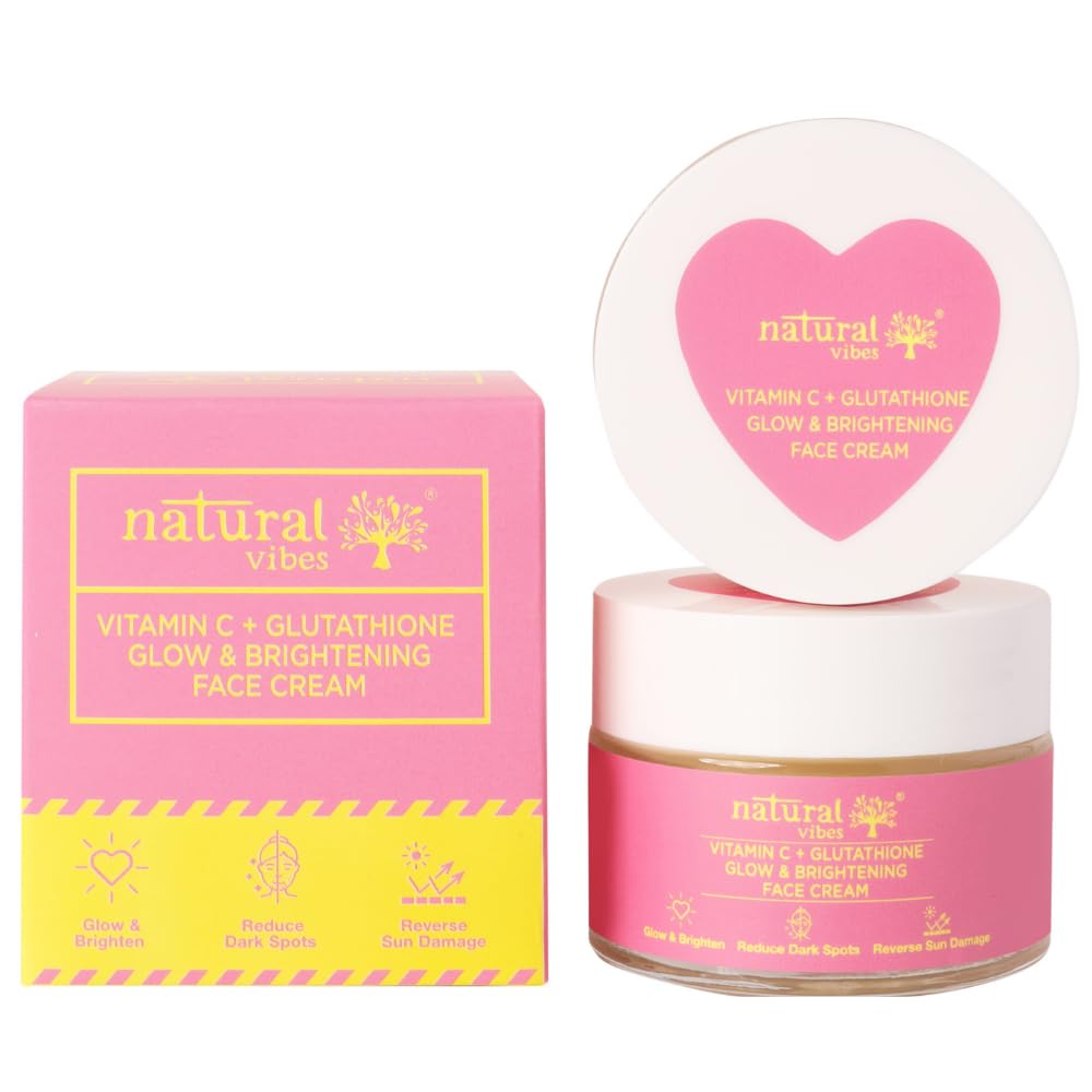 Natural Vibes Vitamin C + Glutathione Radiance & Clear Skin Day and Night Face Cream Men & Women | All Skin Types | 50 g