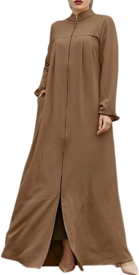 FYMNSI Abayas For Women Muslim Dress Prayer Clothes Zipper Maxi Long Robe Kaftan Dresses Islamic Dubai Loose Abaya Dress