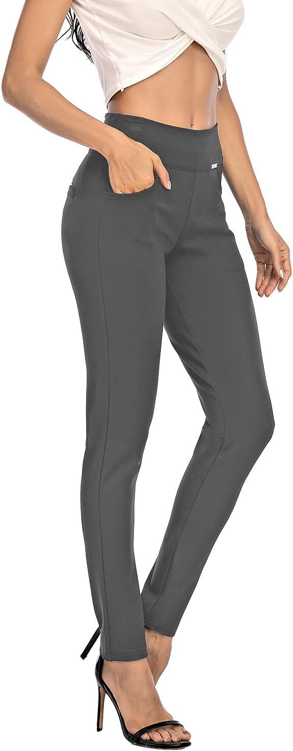 neezeelee Dress Pants for Women Comfort Stretch Slim Fit Leg Skinny High Waist Pull on Pants with Pockets for Work