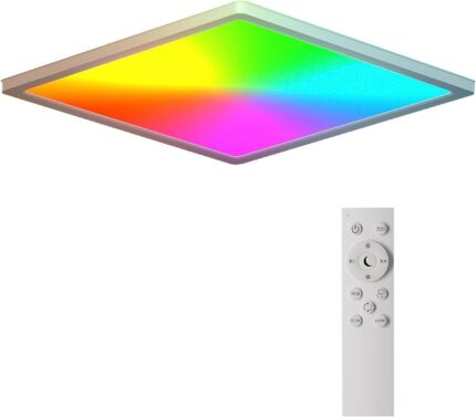 BLNAN RGB Ceiling Light with Remote Control, 12 Inch 3000K-6500K Dimmable LED Flush Mount Ceiling Light Fixture, Square Color Changing Hardwired Lamp for Bedroom Living Room Kid Room Party