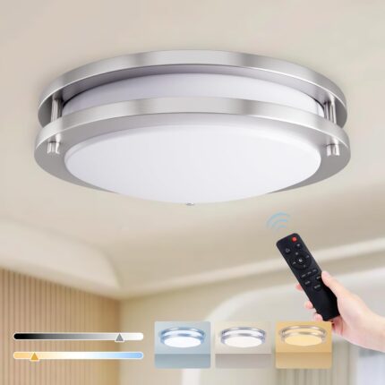 LED Ceiling Light Fixture with Remote 13 Inch Ceiling Lights Flush Mount 24 W Dimmable Ceiling Light Adjustable Kitchen Lighting Fixtures Bedroom Living Room Hallway