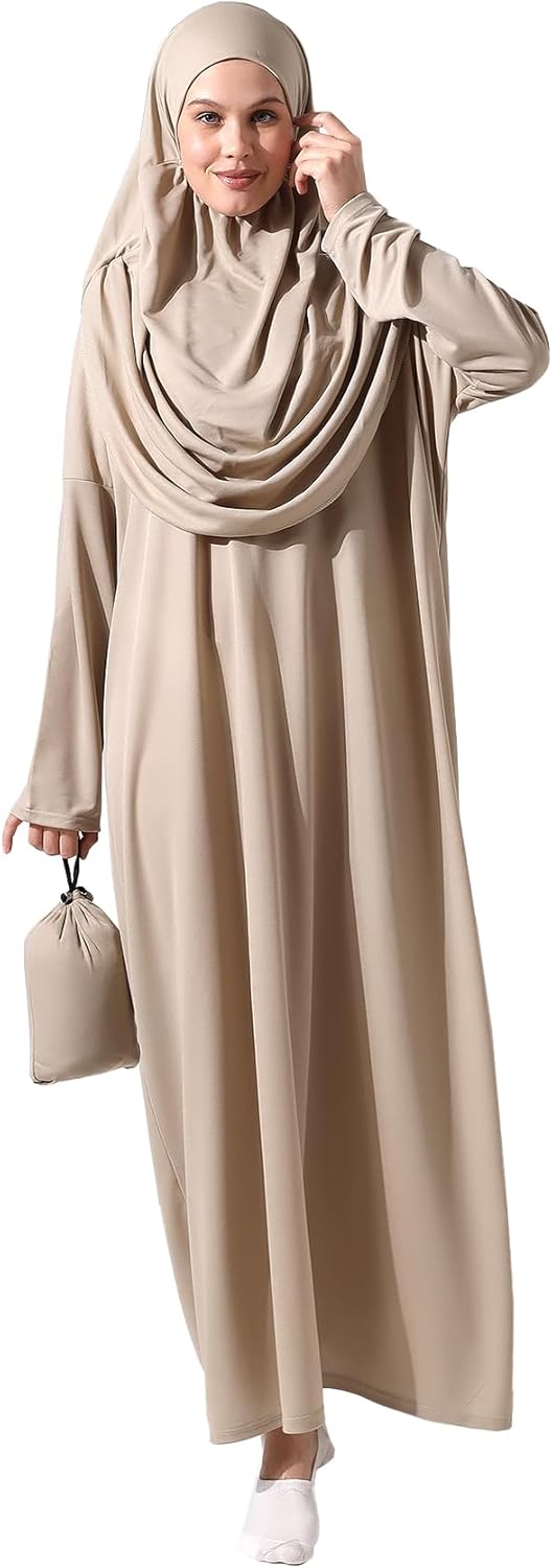 ihvan online Muslim Dresses for Women, Prayer Dress, Islamic Hijab Abaya, One-Piece Long Sleeve Islamic Prayer Dress