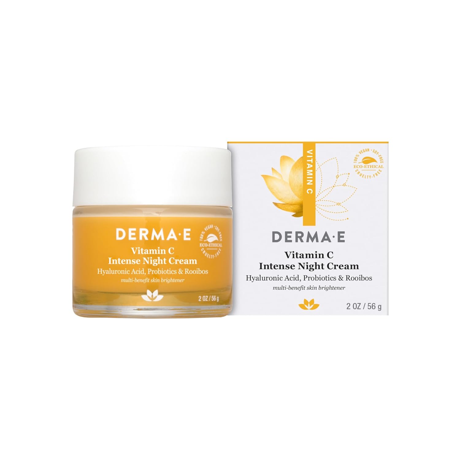 DERMA-E Vitamin C Intense Night Cream – Brightening and Hydrating Facial Skin Renewing Cream – Anti-Aging Overnight Facial Moisturizer, 2 oz