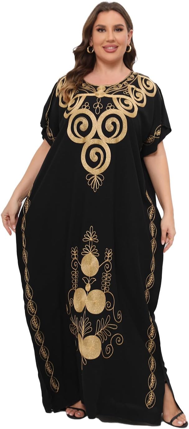 Plus Size Kaftan Dresses for Women Maxi Dress Embroidered Bathing Caftan Loungewea Cover up Suit Sundress