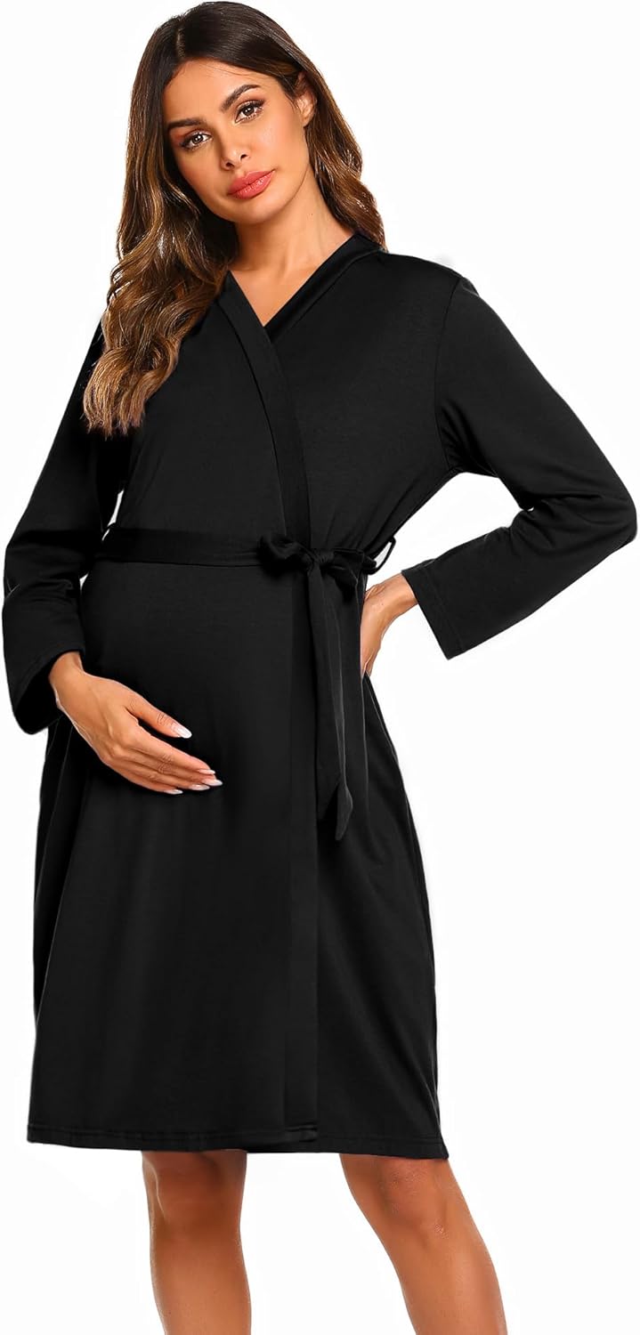 Ekouaer Maternity Robe Labor Delivery Nursing Gown Hospital Breastfeeding Dress Bathrobes