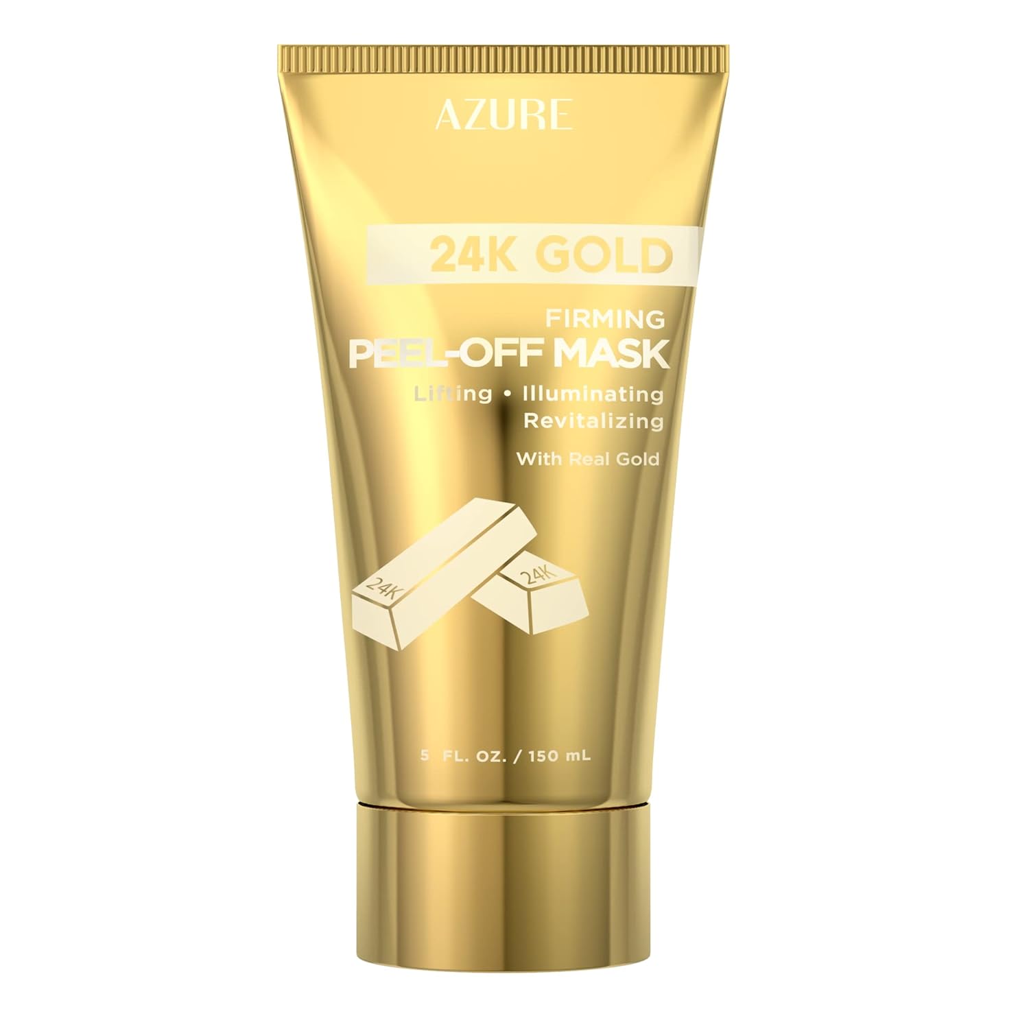 24K Gold Firming Peel Off Face Mask – Removes Blackheads, Dirt & Oils | Firms Lifts & Moisturizes | Reduces Wrinkles, Fine Lines & Acne Scar – 150mL