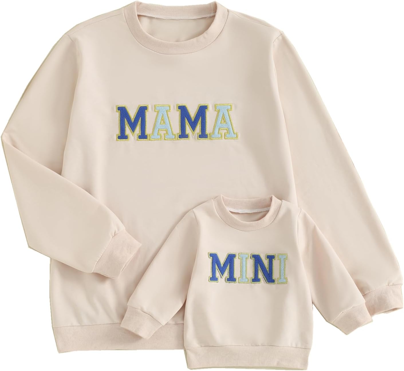 ZAXARRA Mommy and Me Matching Outfits Long Sleeve Crewneck Pullover Tops Mama Sweatshirt Mama and Mini Clothes