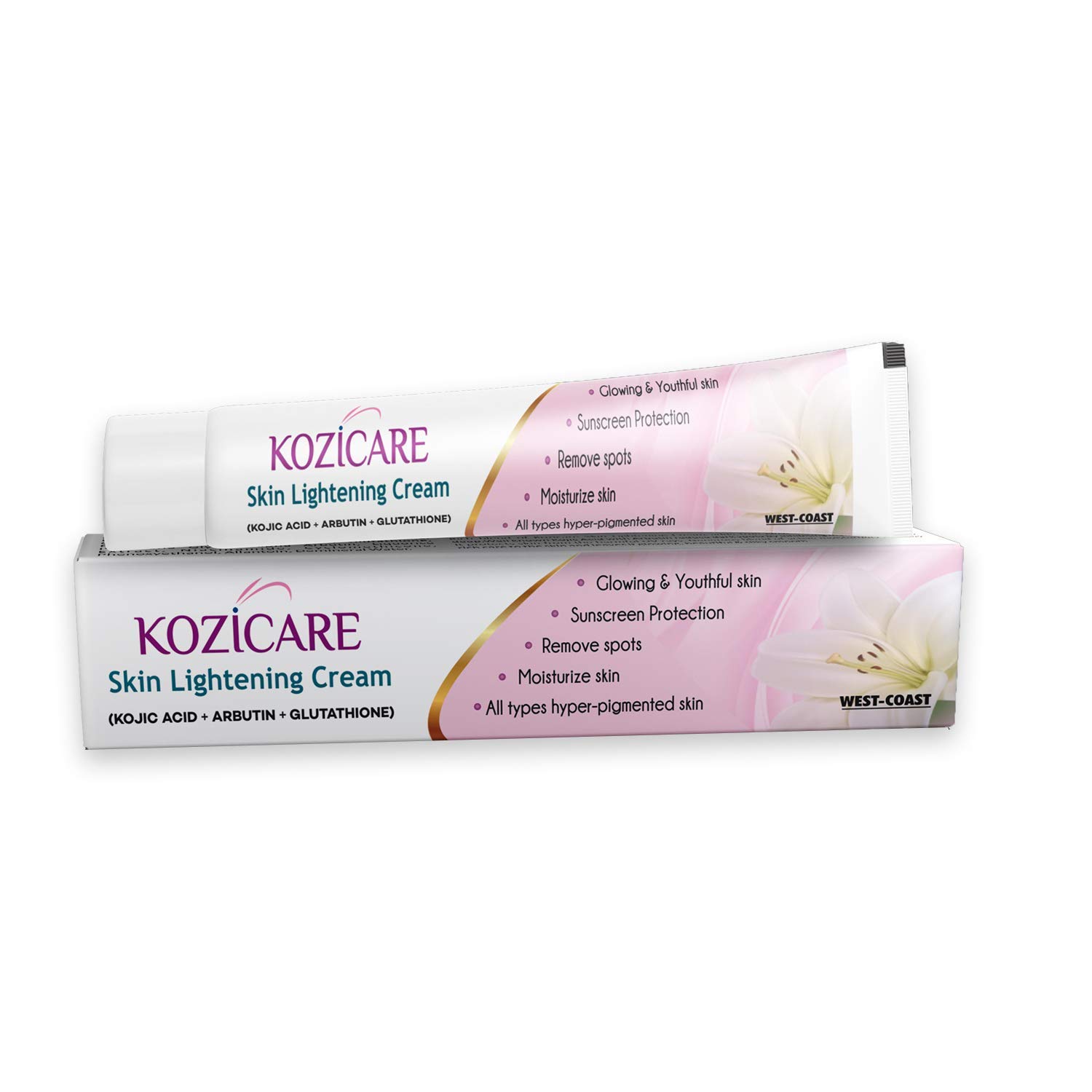 Kozicare Skin Lightening Cream with Kojic Acid, Arbutin, Glutathione | All Types Hyper Pigmented Skin, Remove Spots- 15g